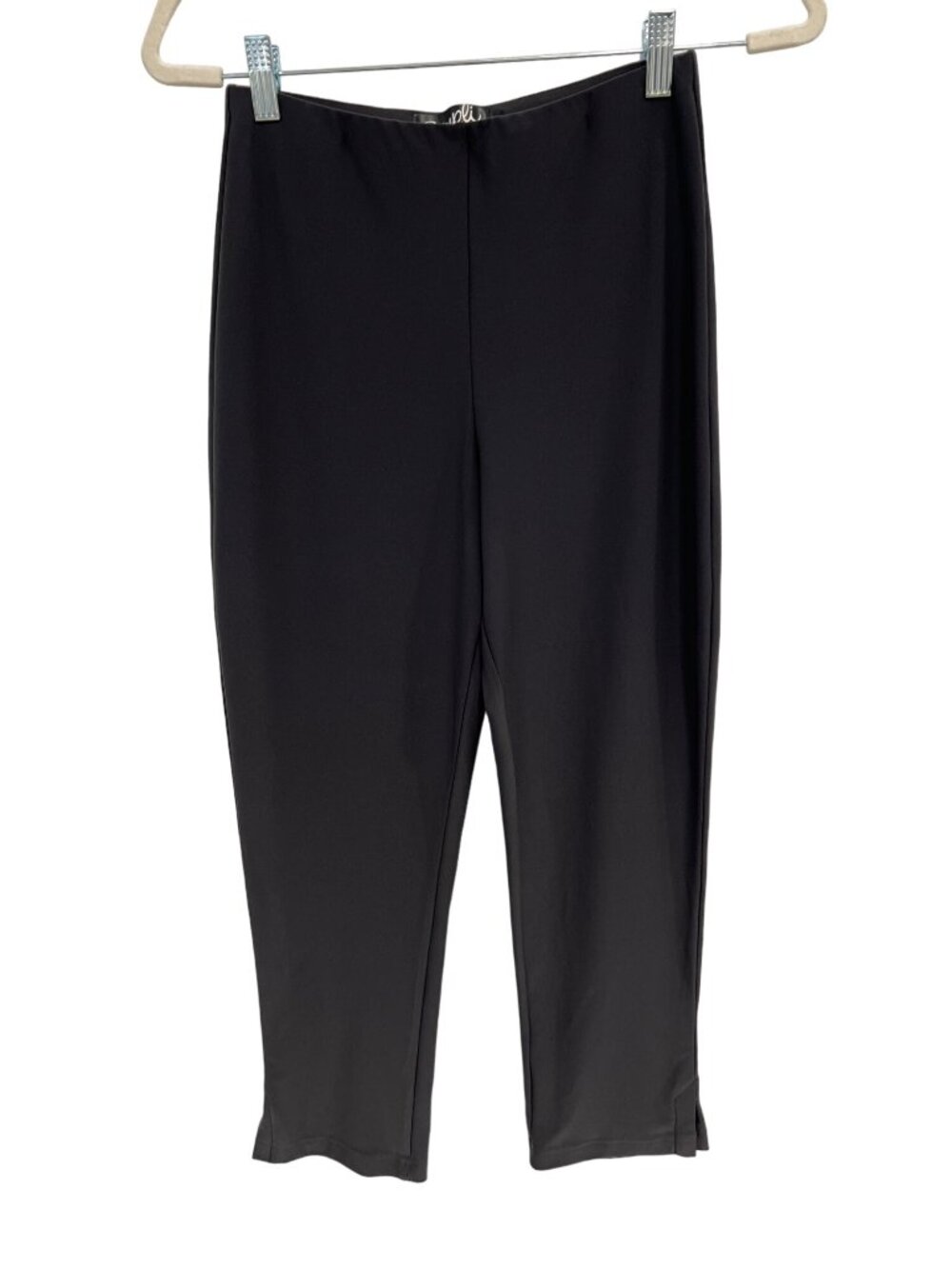 Sympli Pull On Crop Pants Womens 4 Ankle Slit Black Polyester Blend Contemporary
